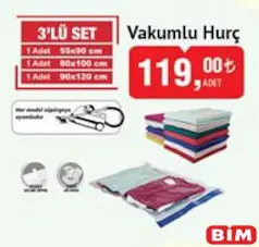 VAKUMLU HURÇ 3'LÜ SET